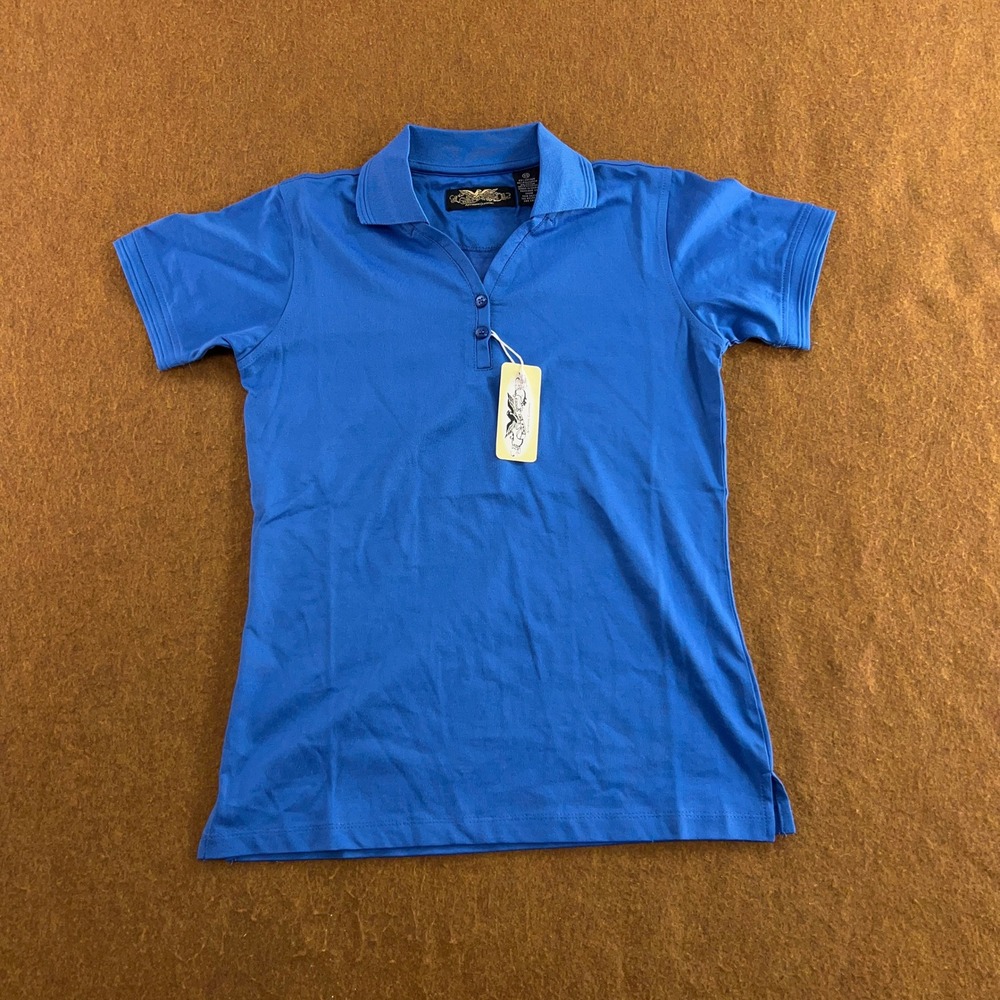 Eagle Dry Goods Womens XS Blue Short Sleeve Cotton Blend Polo Shirt NWT